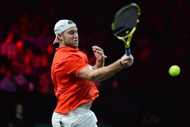 September 20, 2019, Geneva, Switzerland: JACK SOCK of the United States in his singles match v. F. Fognini in the Laver Cup tennis event in Geneva Switzerland. Tennis 2019: Laver Cup Day 1 - ZUMAl132 20190920_zap_l132_017 Copyright: xChristopherxLevyx