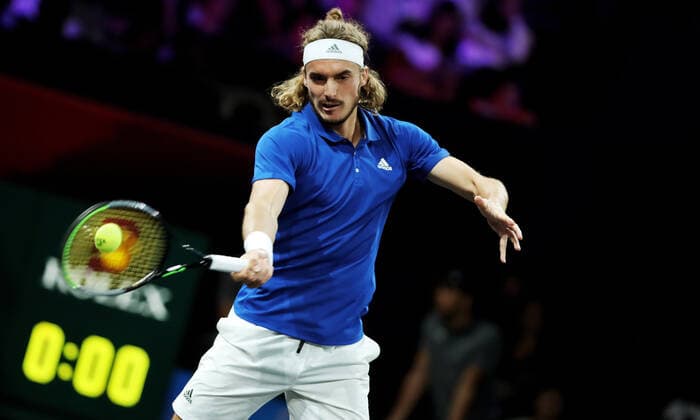 TENNIS - Laver Cup 2019 GENEVA,SWITZERLAND,20.SEP.19 - TENNIS - Laver Cup, Team Europe vs Team World. Image shows Stefanos Tsitsipas (GRE). GEPAxpictures xMatthiasxHauer