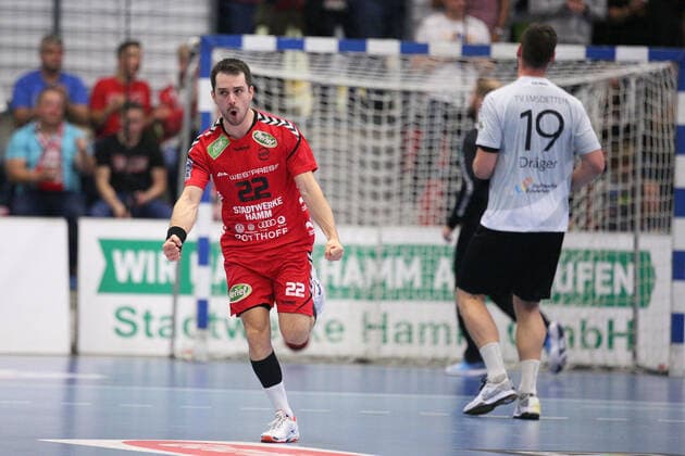 Vyron Papadopoulos (ASV Hamm-Westfalen 22) GER, Handball, 2. Bundesliga, ASV Hamm-Westfalen gegen TV Emsdetten, 20.09.2019 Hamm Copyright: xEIBNER JanxStrohdiekx EP_JSK
