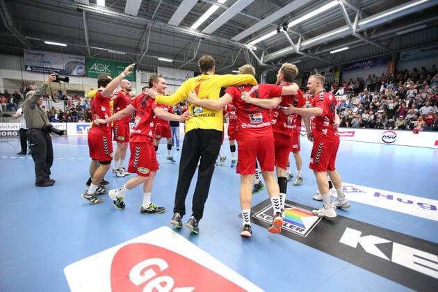 Siegesjubel bei ASV Hamm-Westfalen GER, Handball, 2. Bundesliga, ASV Hamm-Westfalen gegen TV Emsdetten, 20.09.2019 Hamm Copyright: xEIBNER JanxStrohdiekx EP_JSK