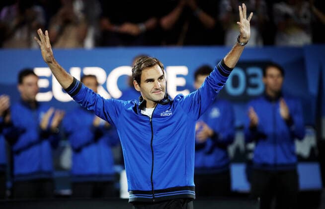 TENNIS - Laver Cup 2019 GENEVA,SWITZERLAND,21.SEP.19 - TENNIS - Laver Cup, Team Europe vs Team World. Image shows Roger Federer (SUI). GEPAxpictures xMatthiasxHauer