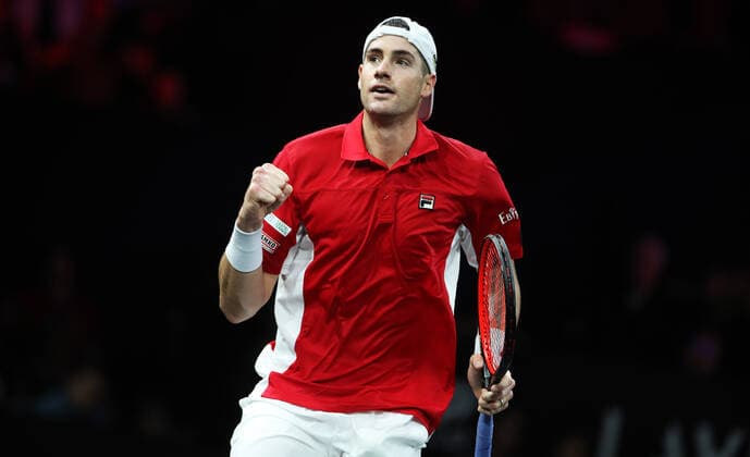 TENNIS - Laver Cup 2019 GENEVA,SWITZERLAND,21.SEP.19 - TENNIS - Laver Cup, Team Europe vs Team World. Image shows the rejoicing of John Isner (USA). GEPAxpictures xMatthiasxHauer