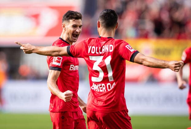 Bilder des Jahres 2019, Sport 09 September Sport Themen der Woche KW38 Sport Bilder des Tages Leverkusen, 21.09.2018 Torjubel: Lucas Nicolas Alario (Leverkusen) Bayer Leverkusen - Union Berlin *** Leverkusen, 21 09 2018 Goal celebration Lucas Nicolas Alario Leverkusen Bayer Leverkusen Union Berlin
