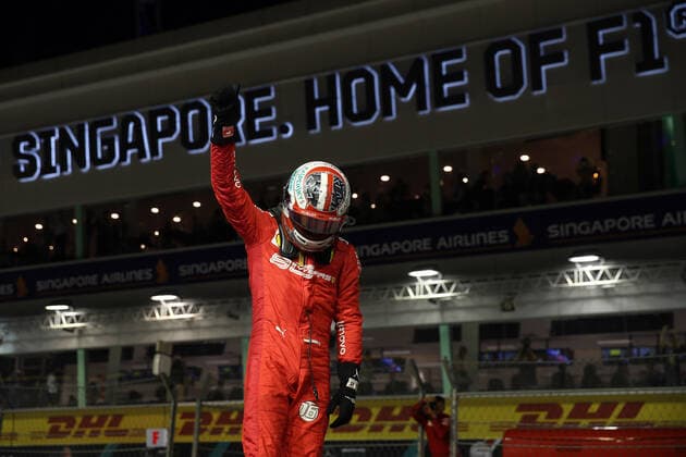 Photo4 LaPresse 21 09 2019 Singapore, Singapore Grand Prix Formula One Singapore 2019 In the pic: pole position Charles Leclerc (MON) Scuderia Ferrari SF90  Copyright: xPhoto4 LaPressex