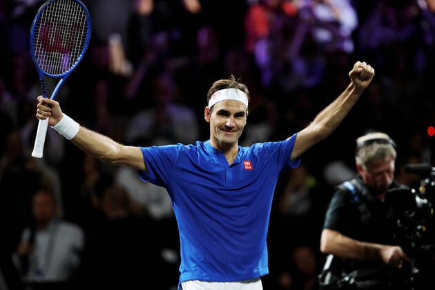 TENNIS - Laver Cup 2019 GENEVA,SWITZERLAND,21.SEP.19 - TENNIS - Laver Cup, Team Europe vs Team World. Image shows the rejoicing of Roger Federer (SUI). GEPAxpictures xMatthiasxHauer