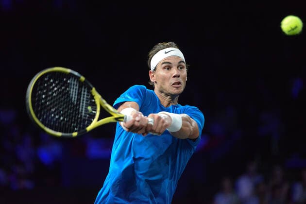 September 21, 2019, Geneva, Switzerland: RAFAEL NADAL in his match v. M. Raonic in the Laver Cup tennis event in Geneva Switzerland. Tennis 2019: Laver Cup Day 2 - ZUMAl132 20190921_zap_l132_040 Copyright: xChristopherxLevyx