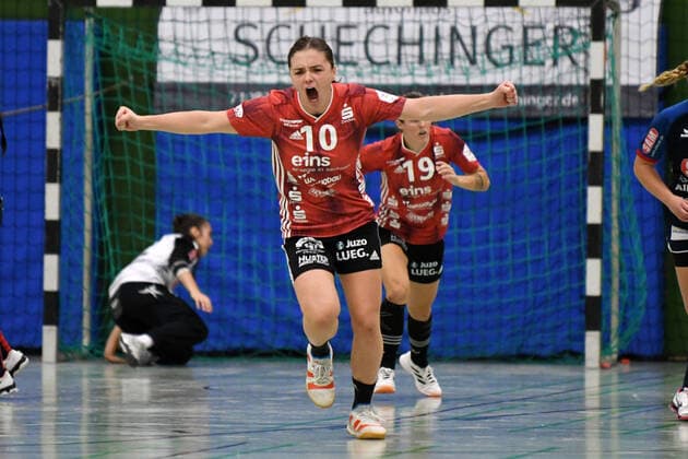 Sport Bilder des Tages Katarina Pavlovic ( 10, BSV Sachsen Zwickau) jubelt, SG H2KU Herrenberg vs. BSV Sachsen Zwickau, 2. Handball Bundesliga Frauen, 3. Spieltag, Saison 19 20, 121.09.2019, SG H2KU Herrenberg vs. BSV Sachsen Zwickau, 2. Handball Bundesliga Frauen, 3. Spieltag, Saison 19 20, 121.09.2019 Dettingen an der Erms