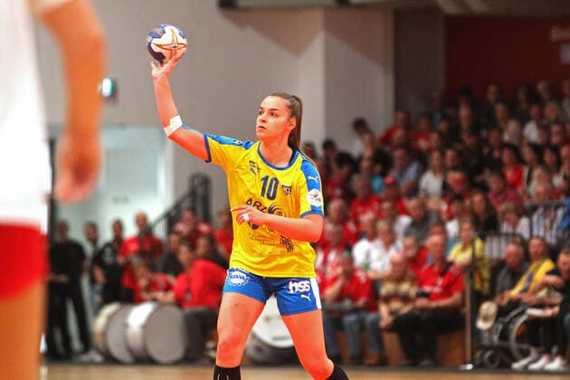 Handball, 2. HBF, HC Leipzig vs. Union Halle-Neustadt, 22.09.19 Handball, 2. Bundesliga Frauen, HBF, Saison 2019 2020, 3. Spieltag: HC Leipzig vs. SV Union Halle-Neustadt, Wildcats am 22.09.19 in der Sporthalle Bruederstrasse Leipzig. Im Bild: Emely THEILIG ( 10, HC Leipzig) Copyright: xBEAUTIFULxSPORTS JanxKaeferx
