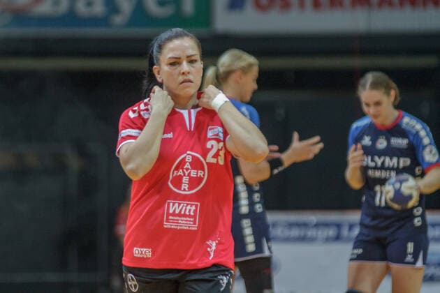 1.HBF, TSV Bayer 04 Leverkusen - SG BBM Bietigheim, Leverkusen, 22.9.2019 Svenja Huber (TSV Bayer 04 Leverkusen), TSV Bayer 04 Leverkusen - SG BBM Bietigheim am 22.9.2019 in der Ostermann Arena, Leverkusen Copyright: xBEAUTIFULxSPORTS MarcxJungex