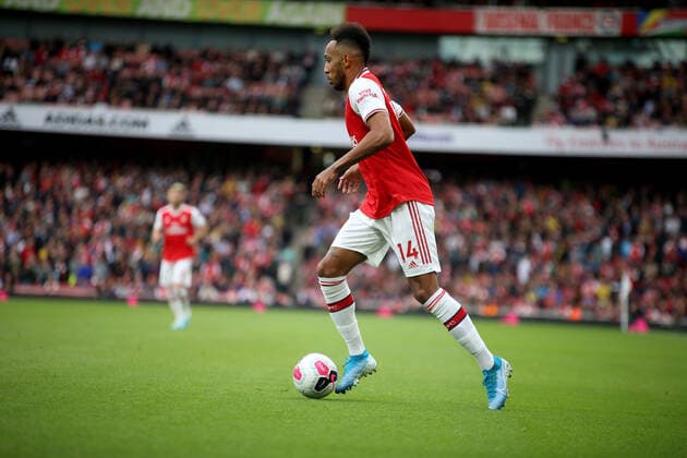 Pierre-Emerick Aubameyang of Arsenal during the Premier League match between Arsenal and Aston Villa at the Emirates Stadium, London, England on 22 September 2019. Copyright: xTomxSmeethx 24740069