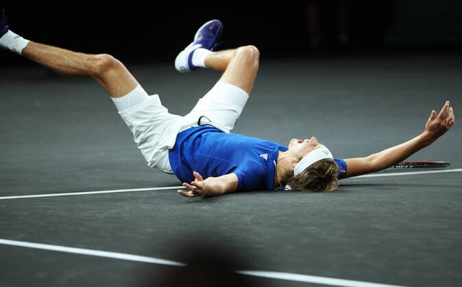 TENNIS - Laver Cup 2019 GENEVA,SWITZERLAND,22.SEP.19 - TENNIS - Laver Cup, Team Europe vs Team World. Image shows the rejoicing of Alexander Zverev (GER). GEPAxpictures xMatthiasxHauer