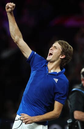 TENNIS - Laver Cup 2019 GENEVA,SWITZERLAND,22.SEP.19 - TENNIS - Laver Cup, Team Europe vs Team World. Image shows the rejoicing of Alexander Zverev (GER). GEPAxpictures xMatthiasxHauer