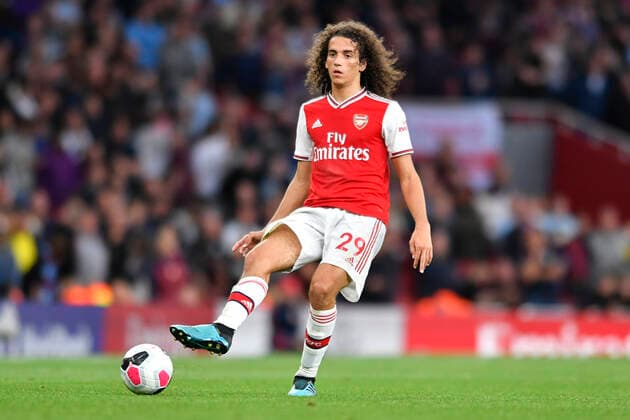 22nd September 2019; Emirates Stadium, London, England; English Premier League Football, Arsenal Football Club versus Aston Villa Football Club; Matteo Guendouzi of Arsenal passes the ball - Strictly Editorial Use Only. No use with unauthorized audio, video, data, fixture lists, club league logos or live services. Online in-match use limited to 120 images, no video emulation. No use in betting, games or single club league player publications  ActionPlus12170776 SimonxWhitehead