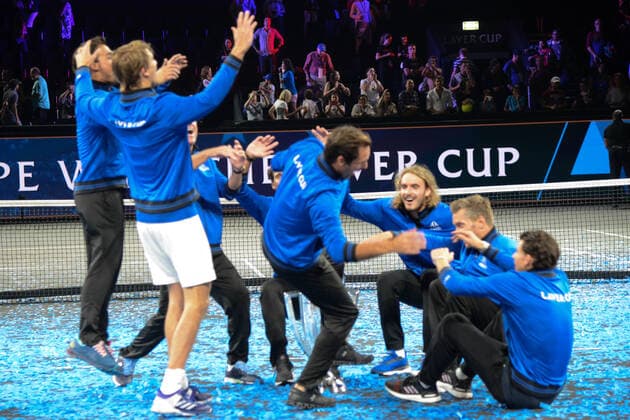 September 22, 2019, Geneva, Switzerland: Team Europe with the Laver Cup trophy after winning the Laver Cup tennis event in Geneva Switzerland. Tennis 2019: Laver Cup Day 3 - ZUMAl132 20190922_zap_l132_044 Copyright: xChristopherxLevyx