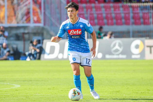 Italy: Football match US Lecce - SSC Napoli Eljif Elmas Macedonian midfielder SSC Napoli during Serie A football match US Lecce vs SSC Napoli on September 22 2019 at the Stadio Ettore Giardiniero - Via del Mare, Final score is 1-4 for SSC Napoli Lecce Puglia Italy Stadio Ettore Giardiniero - Via  AntonioxBalascox xPacificxPress