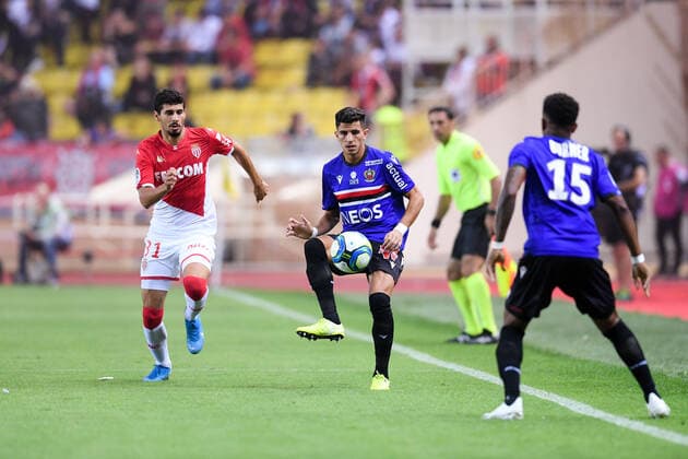 20 YOUCEF ATAL (NICE) - 31 GIL BASTIAO DIAS (MONA) FOOTBALL : Monaco vs Nice - Ligue 1 Conforama - 24 09 2019 FEP Panoramic 