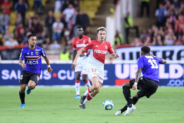 10 ADAM OUNAS (NICE) - 17 ALEKSANDR GOLOVIN (MONA) FOOTBALL : Monaco vs Nice - Ligue 1 Conforama - 24 09 2019 FEP Panoramic 