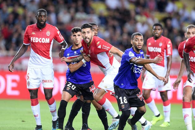 06 TIEMOUE BAKAYOKO (MONA) - 20 YOUCEF ATAL (NICE) - 03 GUILLERMO MARIPAN (MONA) FOOTBALL : Monaco vs Nice - Ligue 1 Conforama - 24 09 2019 FEP Panoramic 