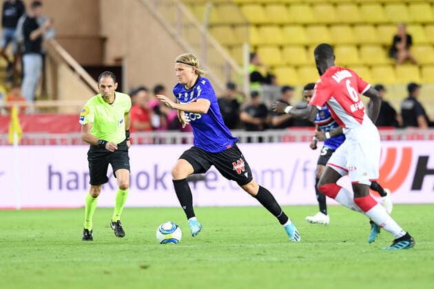 09 KASPER DOLBERG (NICE) FOOTBALL : Monaco vs Nice - Ligue 1 Conforama - 24 09 2019 FEP Panoramic 