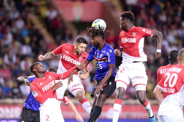 02 FODE BALLO TOURE (MONA) - 03 GUILLERMO MARIPAN (MONA) - 05 ADRIEN TAMEZE (NICE) FOOTBALL : Monaco vs Nice - Ligue 1 Conforama - 24 09 2019 FEP Panoramic 