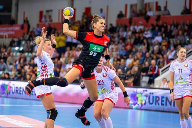 Coburg, Deutschland 25. September 2019: EHF Frauen EM Qualifikation - Deutschland vs. Weißrussland Emily Boelk Bölk (Deutschland Thueringer HC) Coburg HUK-Coburg Arena Bayern Deutschland