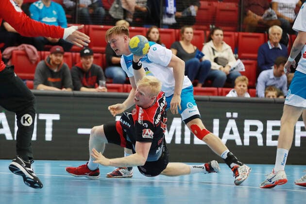 Sebastian Firnhaber (HC Erlangen) TVB 1898 Stuttgart - HC Erlangen, DHB Pokal, 1 8 Finale am 25. 09. 2019 Stuttgart Copyright: xEIBNER Benjamin_Laux EP_BLU