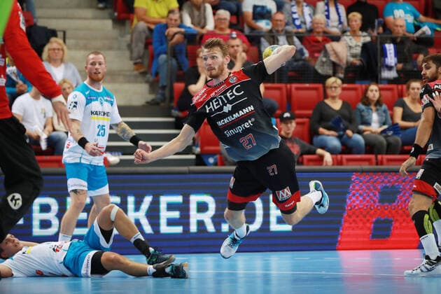 Antonio Metzner (HC Erlangen) TVB 1898 Stuttgart - HC Erlangen, DHB Pokal, 1 8 Finale am 25. 09. 2019 Stuttgart Copyright: xEIBNER Benjamin_Laux EP_BLU