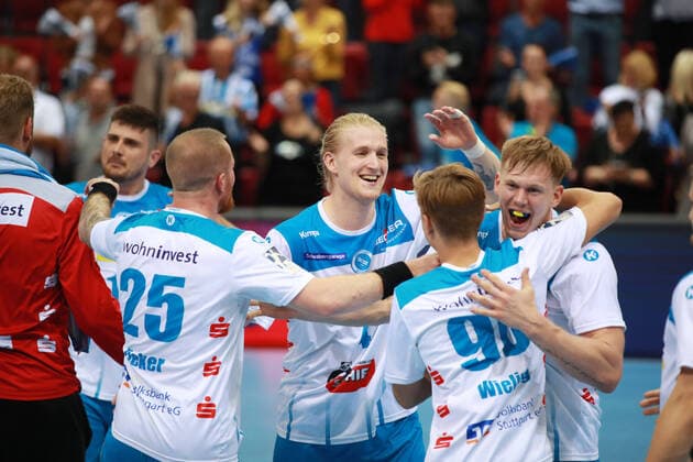 Jubel bei TVB 1898 Stuttgart TVB 1898 Stuttgart - HC Erlangen, DHB Pokal, 1 8 Finale am 25. 09. 2019 Stuttgart Copyright: xEIBNER Benjamin_Laux EP_BLU