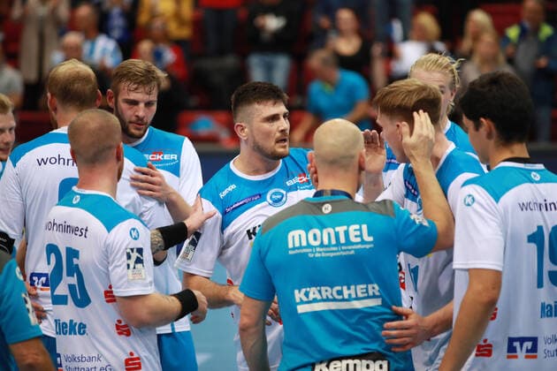 Jubel bei TVB 1898 Stuttgart TVB 1898 Stuttgart - HC Erlangen, DHB Pokal, 1 8 Finale am 25. 09. 2019 Stuttgart Copyright: xEIBNER Benjamin_Laux EP_BLU