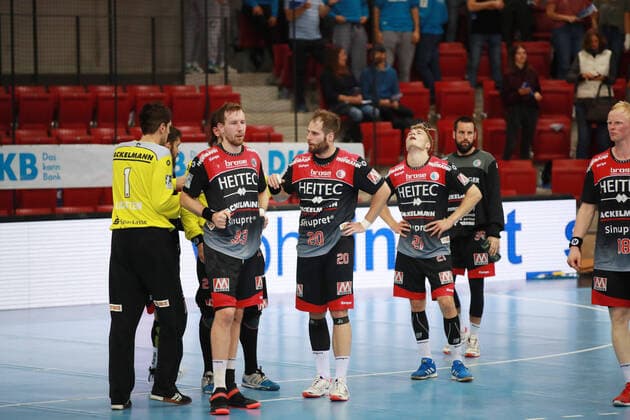 HC Erlangen enttaeuscht nach Spielende TVB 1898 Stuttgart - HC Erlangen, DHB Pokal, 1 8 Finale am 25. 09. 2019 Stuttgart Copyright: xEIBNER Benjamin_Laux EP_BLU