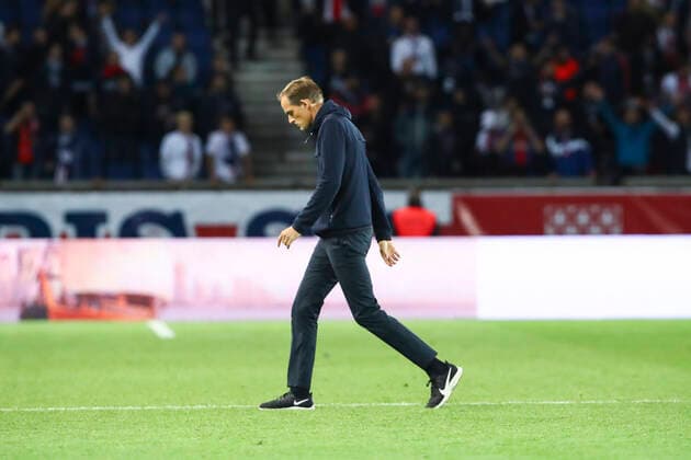 Sport Bilder des Tages Thomas Tuchel ( Entraineur Coach PSG ) deception decu FOOTBALL : PSG vs Reims - Ligue 1 - 25 09 2019 GwendolineLeGoff Panoramic 