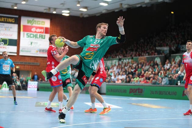 Magnus Gullerud (TSV GWD Minden 21) GER, Handball, 1. Bundesliga, TSV GWD Minden gegen TBV Lemgo Lippe, 29.09.2019 Minden Copyright: xEIBNER JanxStrohdiekx EP_JSK