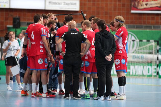 Auszeit TBV Lemgo Lippe GER, Handball, 1. Bundesliga, TSV GWD Minden gegen TBV Lemgo Lippe, 29.09.2019 Minden Copyright: xEIBNER JanxStrohdiekx EP_JSK