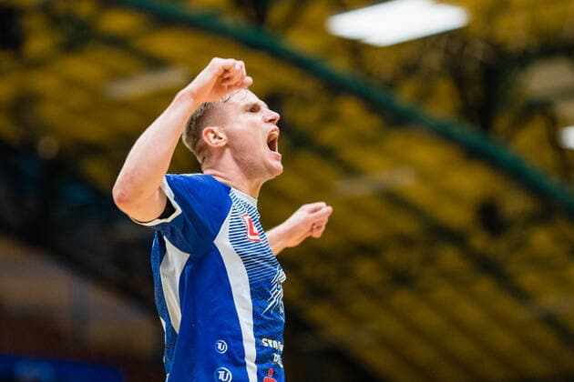 Jakub Hrstka ( 6 Dessau-Rosslauer HV 06) waehrend der Begegnung in der 3. Liga Handball (Herren) - Saison 2019-2020 zwischen Dessau-Rosslauer HV 06 und HSG Ostsee Nordhorn N G in der Anhalt Arena am 29. September 2019 in Dessau-Rosslau, Sachsen Anhalt, Deutschland