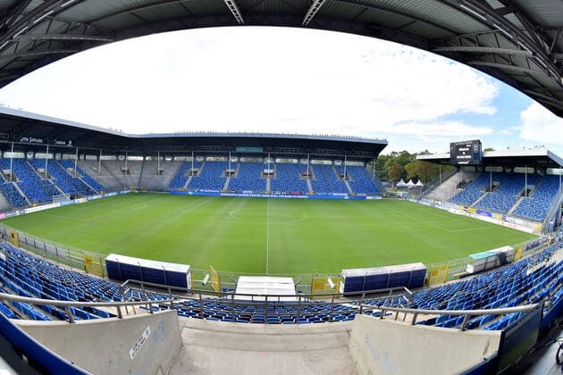 Fußball - 3. Liga - 10. Spieltag Waldhof Mannheim - Hansa Rostock am 29.09.2019 im Carl-Benz-Stadion in Mannheim Carl-Benz-Stadion in Mannheim
