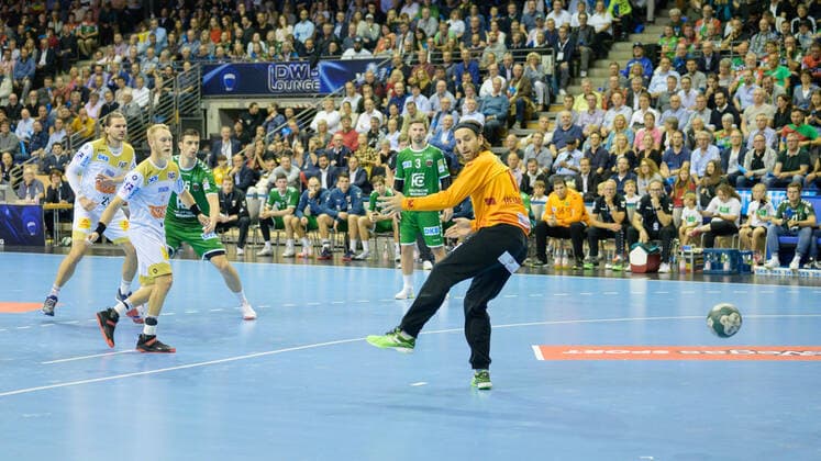 v.l. Matthias Musche - SCM, Silvio Heinevetter 12 - Fuechse, Fuechse Berlin vs SC Magdeburg, 01.10.19, GER, Berlin, 01.10.19, HBL, Fuechse Berlin vs SC Magdeburg, Berlin Copyright: xEIBNER UwexKochx EP_ukh