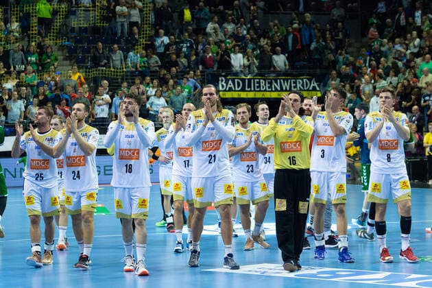 Team der Magdeburger - Fuechse Berlin vs SC Magdeburg, 01.10.19, GER, Berlin, 01.10.19, HBL, Fuechse Berlin vs SC Magdeburg, Berlin Copyright: xEIBNER UwexKochx EP_ukh