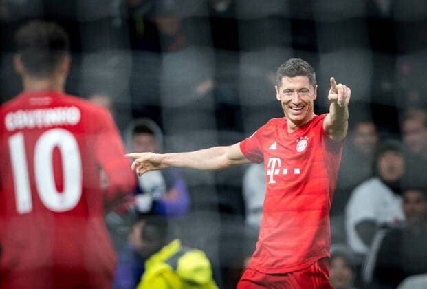 Robert Lewandowski of Bayern Munich celebrates scoring a goal making it 7-2 during the UEFA Champions League group match between Tottenham Hotspur and Bayern Munich at Wembley Stadium, London, England on 1 October 2019. Copyright: xAndyxRowlandx PMI-3092-0027