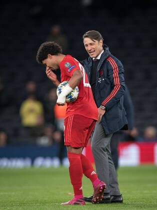 Bayern Munich manager Niko Kova?? of Bayern Munich & Serge Gnabry of Bayern Munich at full time during the UEFA Champions League group match between Tottenham Hotspur and Bayern Munich at Wembley Stadium, London, England on 1 October 2019. Copyright: xAndyxRowlandx PMI-3092-0048