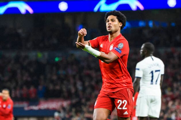 01.10.2019, xkvx, Fussball UEFA Champions League, Tottenham Hotspur - FC Bayern Muenchen emspor, v.l. Torjubel, Goal celebration, celebrate the goal zum 1:3 durch Serge Gnabry (FCB - FC Bayern Muenchen) London