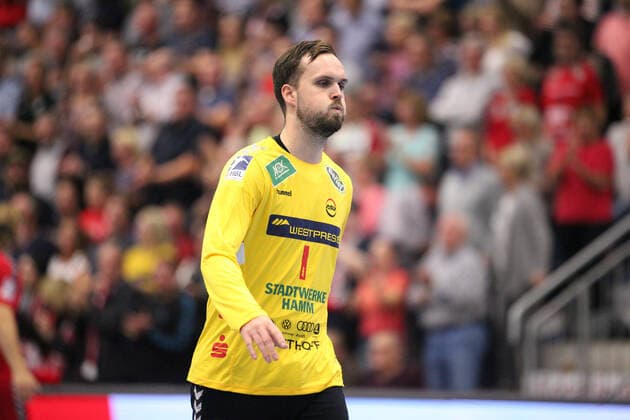 Felix Storbeck (ASV Hamm-Westfalen 1) GER, Handball, DHB Pokal, Achtelfinale, ASV Hamm-Westfalen gegen Die Eulen Ludwigshafen, 02.10.2019 Hamm Copyright: xEIBNER JanxStrohdiekx EP_JSK