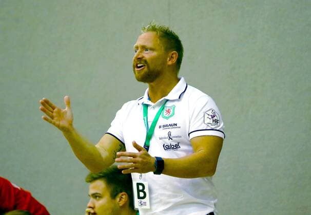 Trainer Christian Denk (Kirchhof) Handball Frauen 2.Liga 2019 20 BSV Sachsen Zwickau - SG 09 Kirchhof am 3.10.2019 BSV Sachsen Zwickau - SG 09 Kirchhof