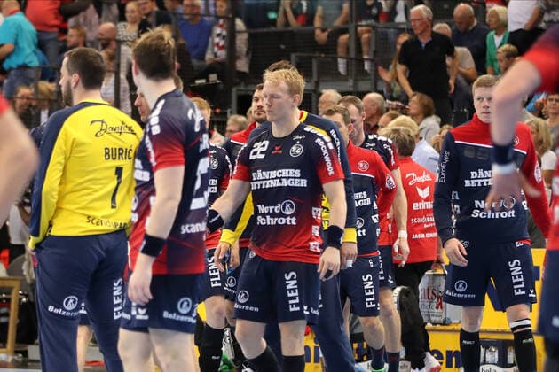 SG Flensburg-Handewitt vs TSV Hannover-Burgdorf, DHB-Pokal Achtelfinale, Flensburg; 03.10.19 Enttaeuschung bei der Mannschaft Copyright: xBEAUTIFULxSPORTS MarioxM.xKobergx