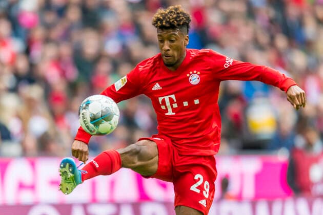 GER, 1.FBL, FC Bayern Muenchen vs. TSG 1899 Hoffenheim 05.10.2019, Allianz Arena, Muenchen, GER, 1.FBL, FC Bayern Muenchen vs. TSG 1899 Hoffenheim, DFL regulations prohibit any use of photographs as image sequences and or quasi-video, im Bild Kingsley Coman (FCB 29)