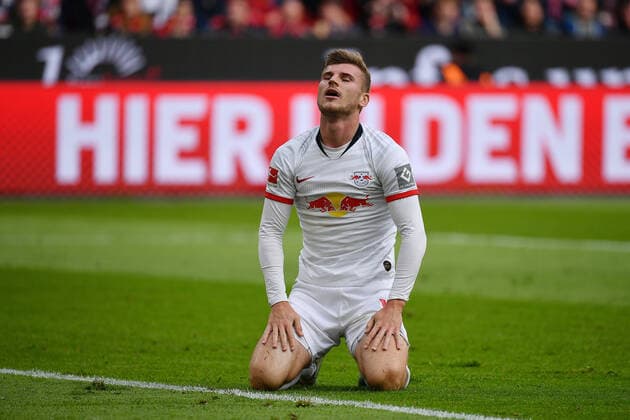 Leverkusen, Bayarena, 05.10.19, 1.Bundesliga - 7.Spieltag: Bayer 04 Leverkusen - Timo Werner (RB Leipzig) aergert sich ueber vergebene Torchance 1.Bundesliga - 7.Spieltag: Bayer 04 Leverkusen - Leverkusen *** Leverkusen, Bayarena, 05 10 19, 1 Bundesliga 7 Matchday Bayer 04 Leverkusen Timo Werner RB Leipzig is annoyed about missed goal chance 1 Bundesliga 7 Matchday Bayer 04 Leverkusen Leverkusen Copyright: xEIBNER eerx EP_eer