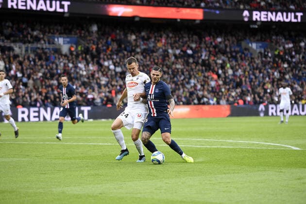 18 MAURO ICARDI (PSG) - 24 ROMAIN THOMAS (SCO) FOOTBALL : Paris SG vs Angers - Ligue 1 Conforama - 05 10 2019 AnthonyBIBARD FEP Panoramic 