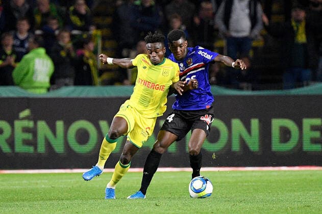 27 MOSES SIMON (NAN) - 24 ANDY PELMARD (NICE) FOOTBALL : Nantes vs Nice - Ligue 1 Conforama - 05 10 2019 FEP Panoramic 