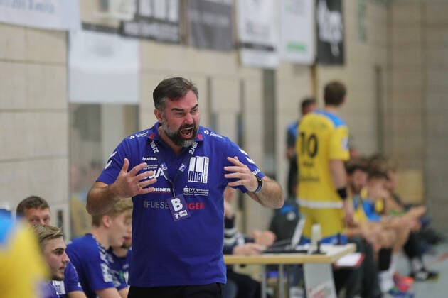 2. HBL, HSG Konstanz - EHV Aue 30:27. AUE Trainer Stephan Swat HSG Konstanz - EHV Aue, 05.10.2019 Konstanz Copyright: xEIBNER PeterxPisax EP_EER