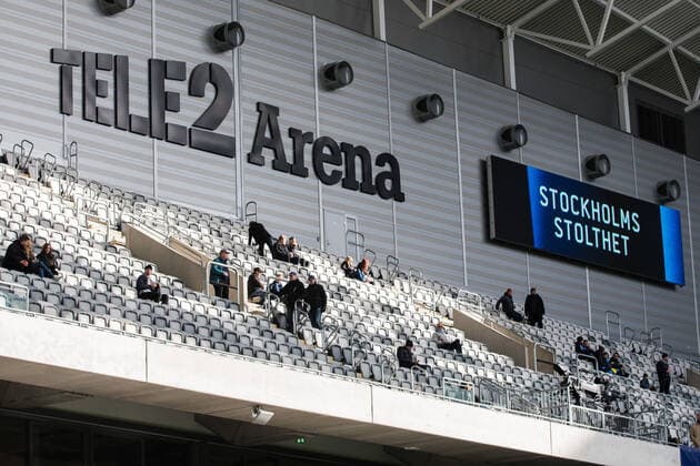 191006 Interiör av Tele2 Arena inför fotbollsmatchen i Allsvenskan mellan Djurgarden och Hammarby den 6 oktober 2019 i Stockholm. Copyright: ANDREASxLxERIKSSON BB191006AE002