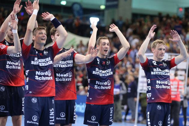 SG Flensburg-Handewitt vs Fuechse Berlin, 06.10.19, LIQUI-MOLY Handball-Bundesliga, Sieg, Jubel Copyright: xBEAUTIFULxSPORTS MarioxM.xKobergx